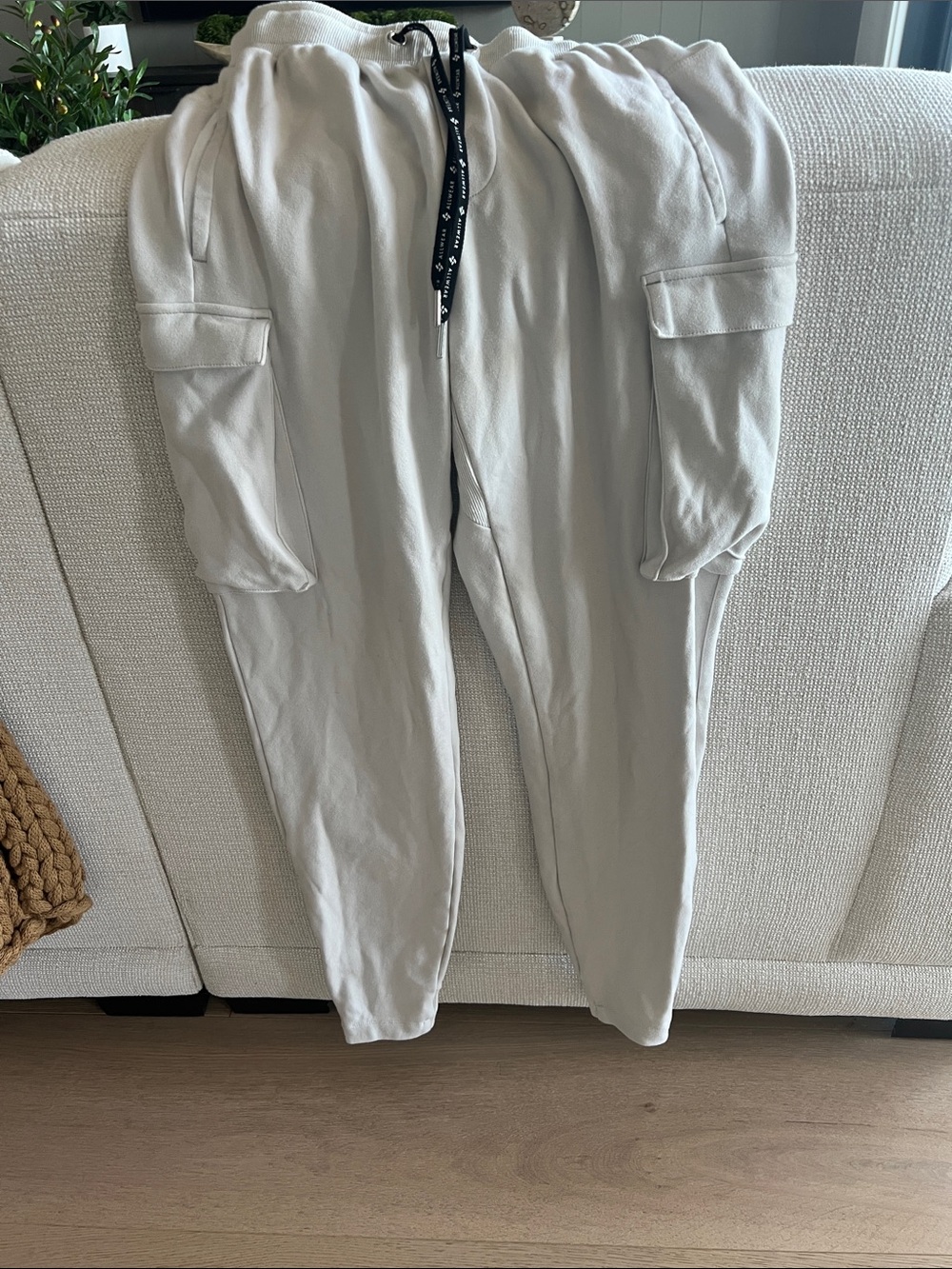ALLWEAR Organic Cotton Casual Light Gray Cargo Pants with Drawstring Waist